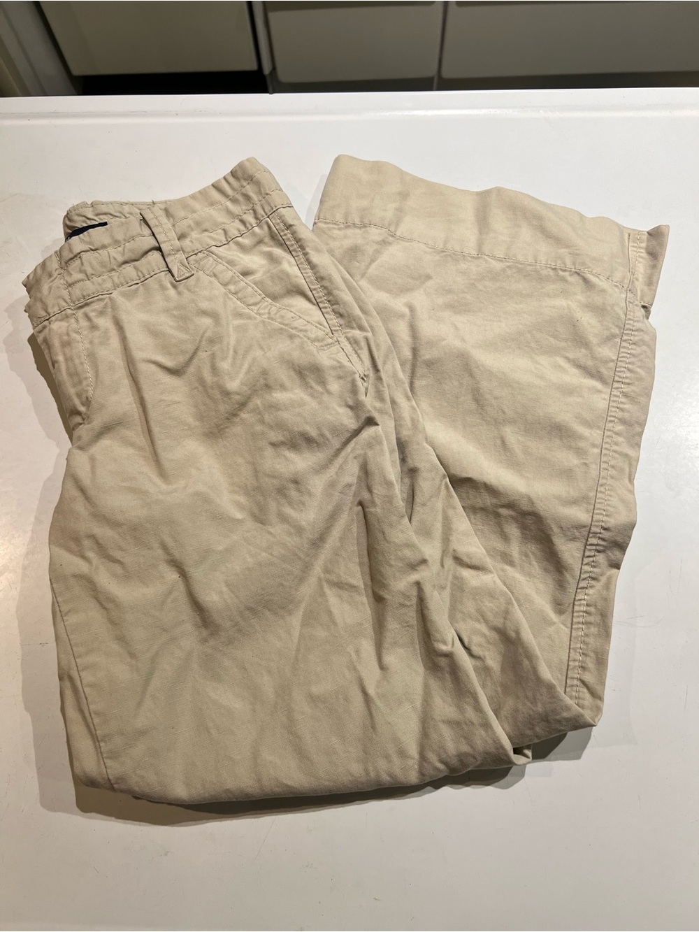 Khaki Linen Cargo Gaucho Bootcut Pants Casual Camping Petite 0 Spring 2007